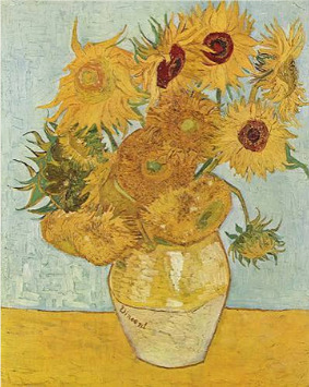 Van Gogh's Sunflowers in an earthenware vase